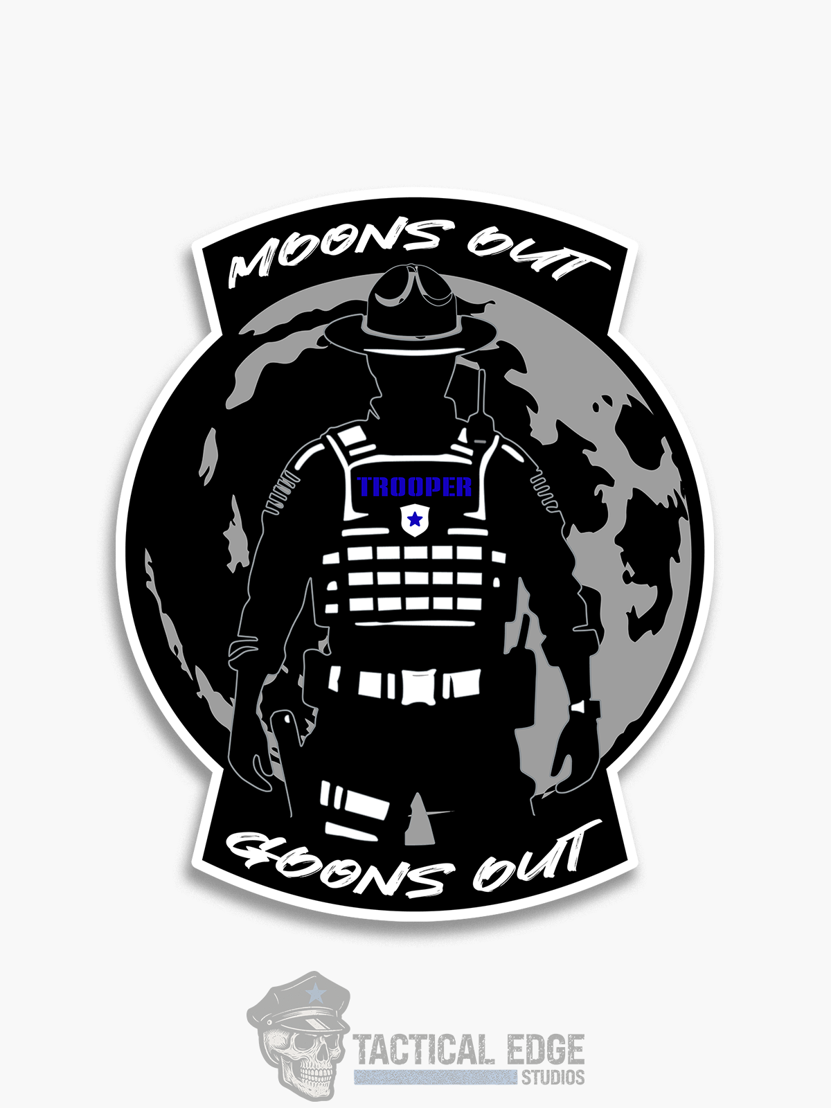 Moons Out Goons Out (Trooper) Sticker